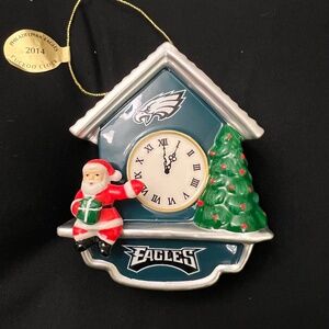 EAGLE'S FOOTBALL NFL Danbury Mint Christmas Ornament Cuckoo Clock 2014